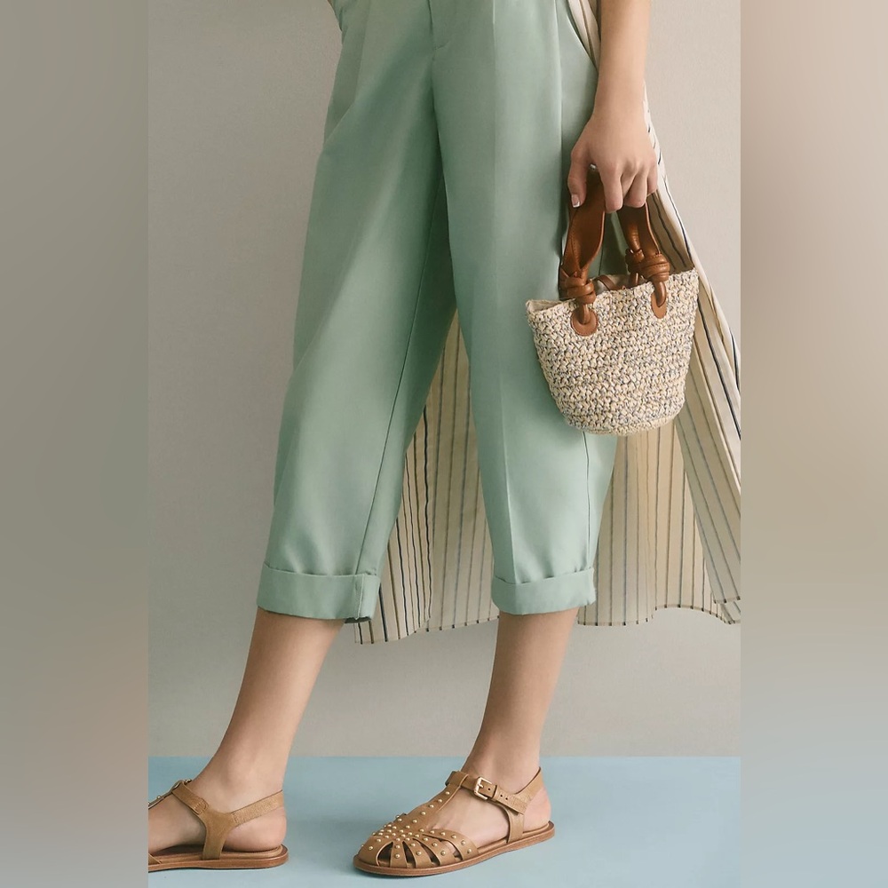 Anthropologie Maeve Rhinestone Raffia Mini Bag Day to Night Woven Beach Resort - Picture 5 of 10